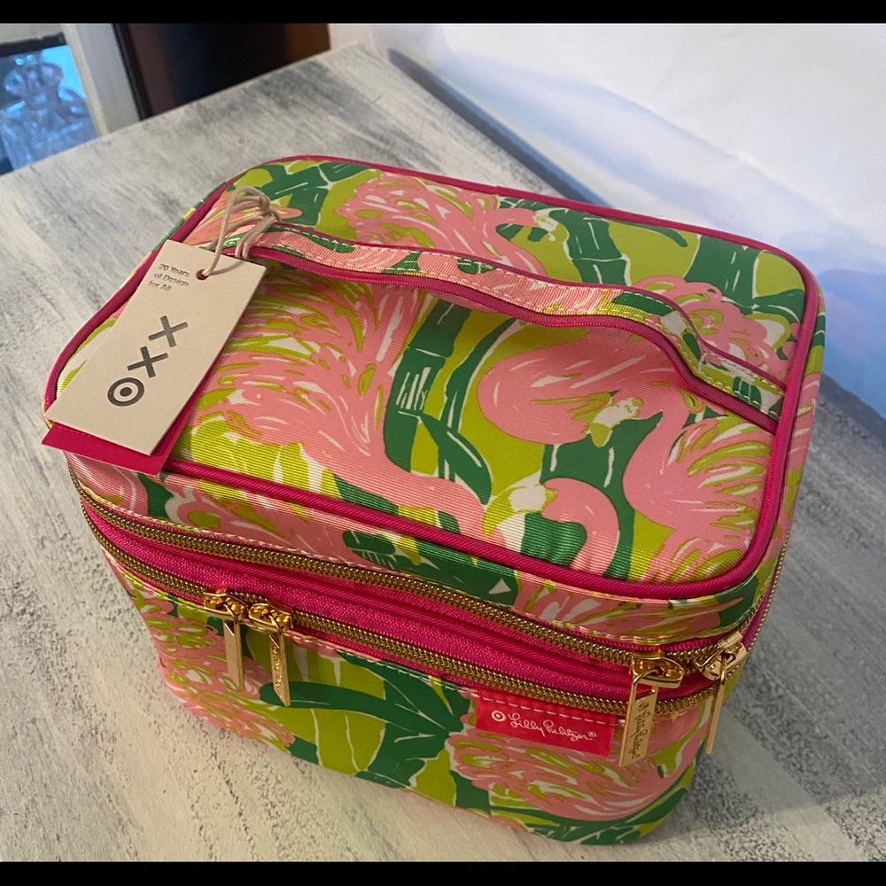 Lilly Pulitzer Makeup bag Pink Green NWT travel - Picture 2 of 8